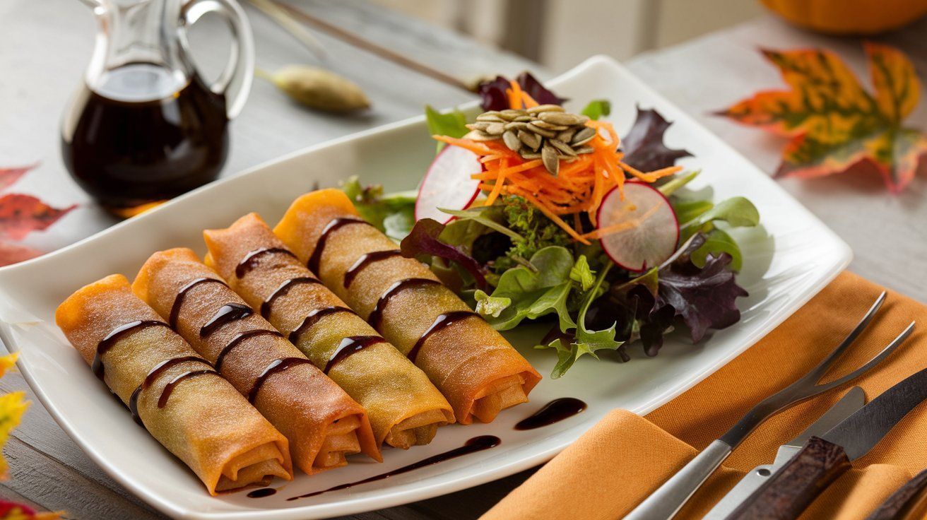 Bild Kürbis-Frühlingsrollen mit herbstlichem Salat